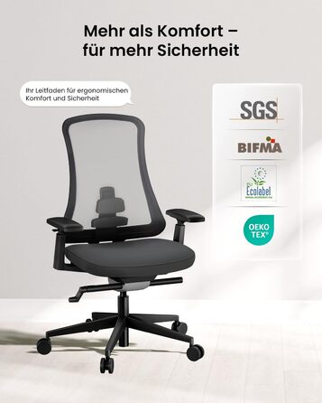 Ергономічне офісне крісло ProtoArc - Офісне крісло з дихаючої нейлонової сітки, поперекова підтримка, регульовані підлокітники, функція гойдання, ідеально підходить для тривалої роботи з дому/в офісі (Flexer Pro-Black)