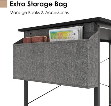 Письмовий стіл, комп&39ютерний стіл з тримачем для навушників та сумкою для зберігання, міцний робочий стіл, промисловий дизайн, ПК-стіл, невеликий офісний стіл для дому, офісу (Чорний, 120 x 60 x 75 см) Чорний 120 x 60 x 75 см