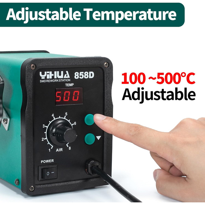 Паяльна станція гарячого повітря Паяльна станція 700 Вт для пайки та відпаювання SMD з регульованою температурою та об'ємом повітр
