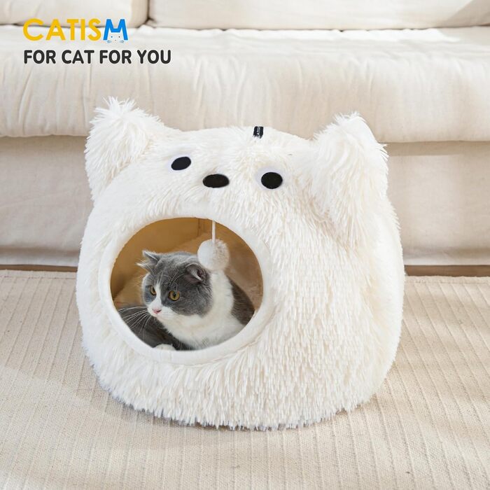 Котяча печера Котяче ліжко, яке можна прати, котяче спальне місце для котів Мила плюшева подушка для домашніх тварин Moster для котів Котячий будиночок Котяча подушка Пухнасте кошеня Цуценя Ліжко для домашніх тварин