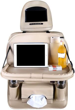 Міцний захисник спинки автомобільного заднього сидіння для дітей, зі складним планшетом Різні сховища для зберігання, водонепроник