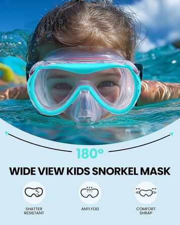 Дитячий комплект для підводного плавання OutdoorMaster Marlin, маска для дайвінгу з регульованим ремінцем та сухим верхом, маска для підводного плавання з захистом від запотівання, дитячі окуляри для плавання для хлопчиків та дівчаток, вік 4-14 років, син