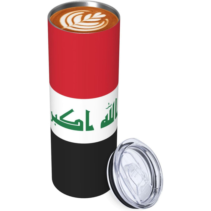 Кухоль з прямою трубочкою, дизайн іракський прапор, друкований, дорожній кухоль, підходить для кемпінгу, офісу та дому, 590 мл