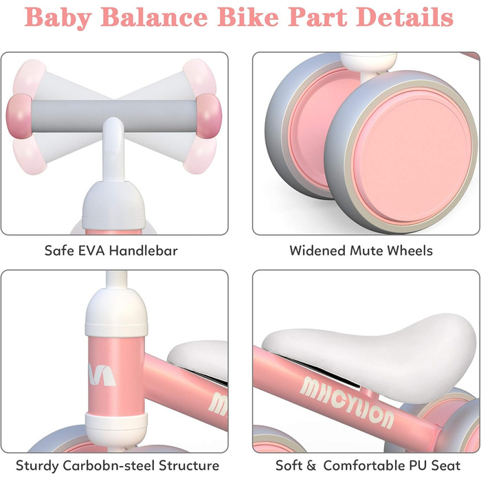 Дитячий баланс велосипед від 1 року баланс велосипед іграшка з 4 колесами для 10-24 місяців дитини, перший баланс велосипед для хл