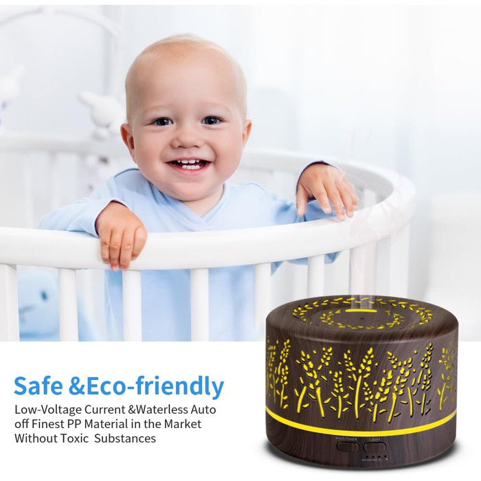 Дифузор аромату YONGYAO, ультразвуковий ароматерапевтичний дифузор для ефірних масел 500 мл, кімнатний зволожувач повітря електрич