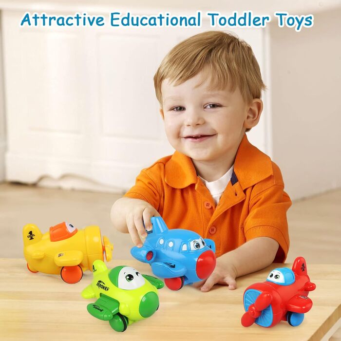 Іграшкові машинки JoyPlus для дітей віком від 1 року, набір із 4 заводних машинок для дітей, дитячі іграшкові машинки для дітей віком від 1 року, іграшкові машинки з фрикційним механізмом, дитячі іграшки, подарунок для дітей віком 1, 2 та 3 років