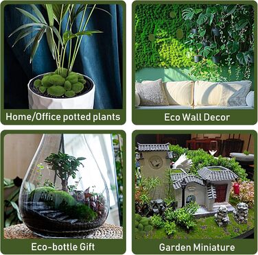 Мохові кульки штучний мох, штучні мохові камені зелені мохові кульки штучні мохові камені, куля з садового моху своїми руками, невеликі мохові камені, декоративні штучні камені для казкових садів і крафтових тераріумів, 15 шт.