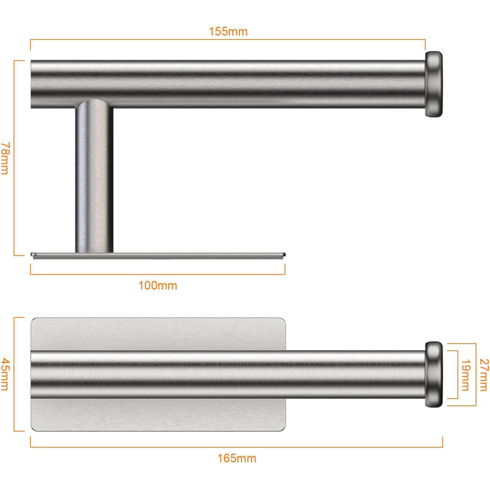 Самоклеючий тримач для туалетного рулону, тримач для туалетного рулону для унітазу без свердління, тримач для туалетного рулону, н