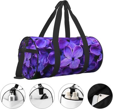 Спортивна сумка для подорожей, фіолетова з квітковим принтом, дорожня сумка на ніч, чорна, універсальний розмір