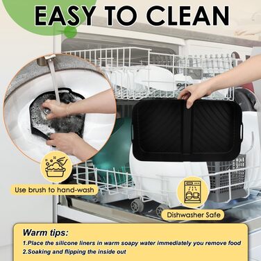 Силіконова форма для фритюрниці BYKITCHEN для Ninja AF500EU, аксесуари для гнучкої шухляди для AF500EU 10.4 л, 3 великі форми для випічки у фритюрниці, аксесуари AF500 для Ninja Foodi Dual Zone, сумісні з Cecotec 9000 9 л