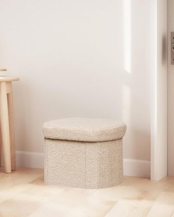 Лавка для зберігання Bonlife, Складана скриня для зберігання, Пуф для ніг, Love, для спальні, вітальні, коридору, Бежевий, 41 x 31 x 31 см (Бежевий 41Г x 31Ш x 31В см)