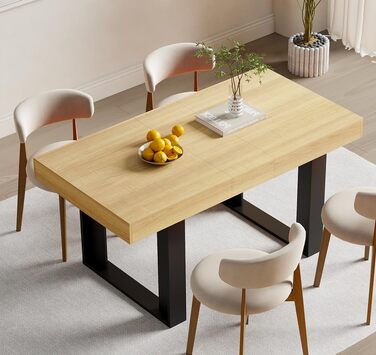 Розсувний обідній стіл 120-160 см, сучасний дерев&39яний обідній/кухонний стіл для 2-6 осіб, довгий розсувний обідній стіл, великий конференц-стіл для вітальні/їдальні (натуральний)