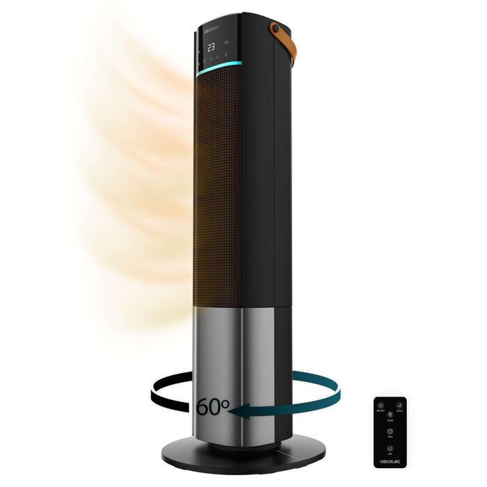 Керамічний обігрівач Cecotec ReadyWarm 2070 Max, 2000 Вт, цифровий дисплей, сенсорне керування та пульт, осциляція 60, 3 режими, термостат, для приміщень до 20 м, таймер до 24 год