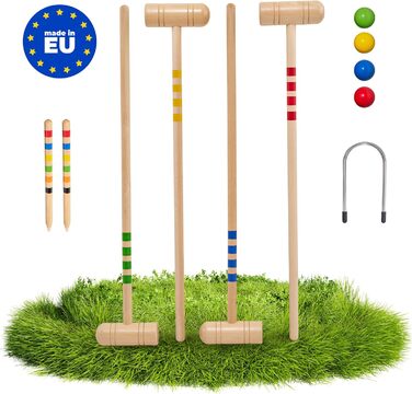 Набір для крокету GICO Quality для 4 гравців (зростом 100 см для дорослих) з сумкою для перенесення - Spiel gut (нагорода) - Зроблено в ЄС-3244