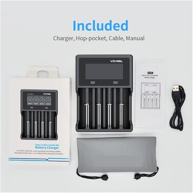 Зарядний пристрій USB C 18650 battey QC3.0 для швидкої зарядки літій-іонного акумулятора 18700 20700 26650 21700 AAA AA VC4SL для автомобіля, газонокосарки, мотоцикла, човна