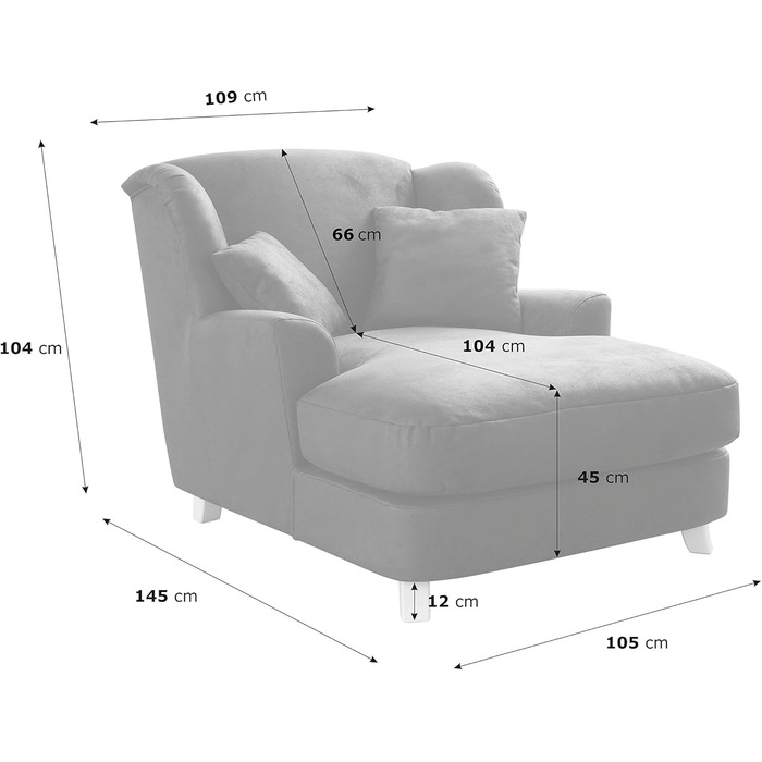 Крісло Cavadore XXL Assado / Велике м&39яке крісло з дерев&39яними ніжками та великим сидінням / Включає 2 декоративні подушки / 109 x 104 x 145 / Плоске плетіння бежевий / Плоске плетіння Linea / Linea світло-бежевий