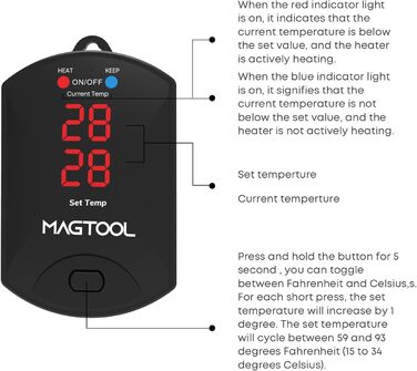 Акваріумний обігрівач MagTool потужністю від 300 до 1500 Вт, занурювальний обігрівач для акваріума із захистом від перегріву та автоматичним вимкненням. Підігрівач риби з цифровим контролером для прісної та солоної води