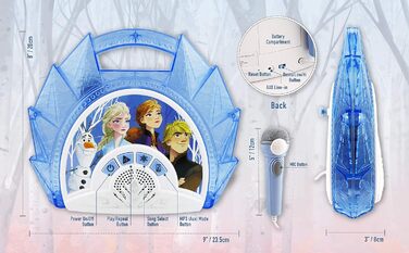 Караоке-машина ekids Frozen 2 FR-115V2, мікрофон, синя