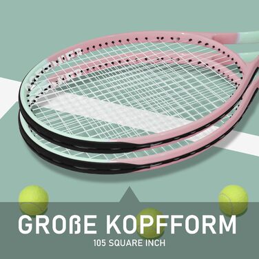 Тенісний набір OGEENIER Pink Lady 27" 2 ракетки 27 дюймів для дорослих жінок чоловіків початковий рівень + 3 м’ячі + 2 грип-стрічки + 2 віброгасники + рожева сумка повний комплект для 2 гравців легкий алюміній ITF-approved оригінал 2025