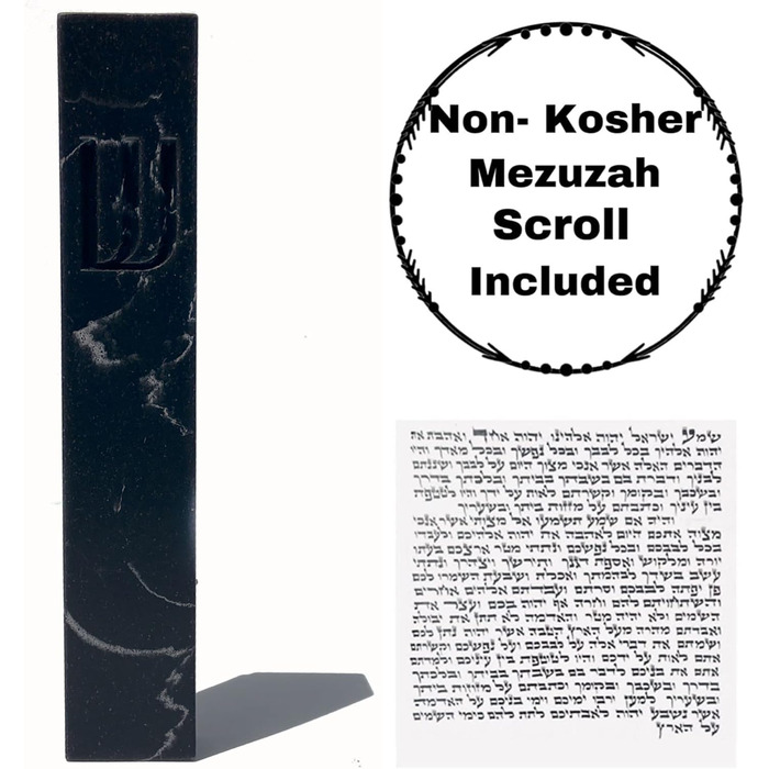 Сучасний захисний чохол для Mezuzah A&S, дизайн Mezuzah, для захисту від прокручування, легке зняття та приклеювання, подарунок на новосілля та домашнє благословення (чорний мармур, 5 дюймів)