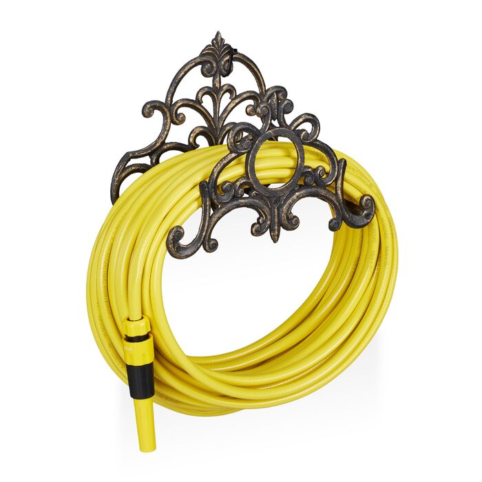 Тримач для садового шланга Relaxdays у вінтажному стилі, настінний, для 20м шланга, чавун, бронзовий колір