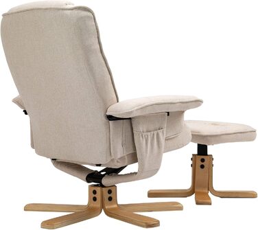 Крісло-реклайнер IDIMEX Charly з підніжкою, поворотне та регульоване по куту нахилу, бежевий максимум навантаження 100 кг для вітальні, крісло для телевізора, крісло-реклайнер, м&39яке крісло та підніжка