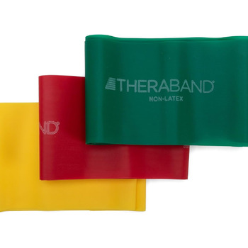 Безлатексні стрічки для вправ THERABAND Професійні стрічки опору для верхньої частини тіла, нижньої частини тіла та основних вправ, фізіотерапії, пілатесу, домашніх тренувань та реабілітації жовтий/червоний/зелений - набір для початківців