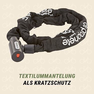 Замок велосипедний Prophete, ланцюговий з автоматичним замиканням, захист від втрати ключа, довжина 120 см, колір чорний