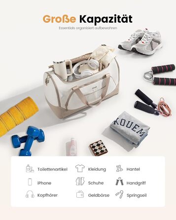 Жіноча спортивна сумка LOVEVOOK 30L Дорожня сумка з відділенням для взуття та вологим відділенням, невелика сумка для спортзалу, сумка для плавання, сумка для сауни, сумка для ручної поклажі для спорту, фітнесу, тренувань, подорожей, водонепроникна дорожн