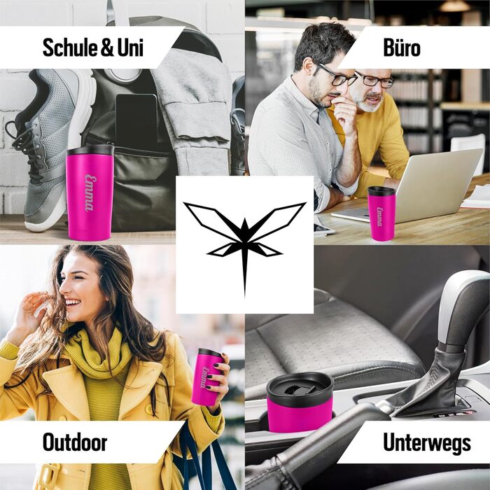 Персоналізована термокружка з гравіюванням День святого Валентина для нього та неї персоналізовані подарунки для партнерів кухоль для кави з нержавіючої сталі об&39ємом 350 мл, герметичний, багаторазовий, рожевий, День святого Валентина