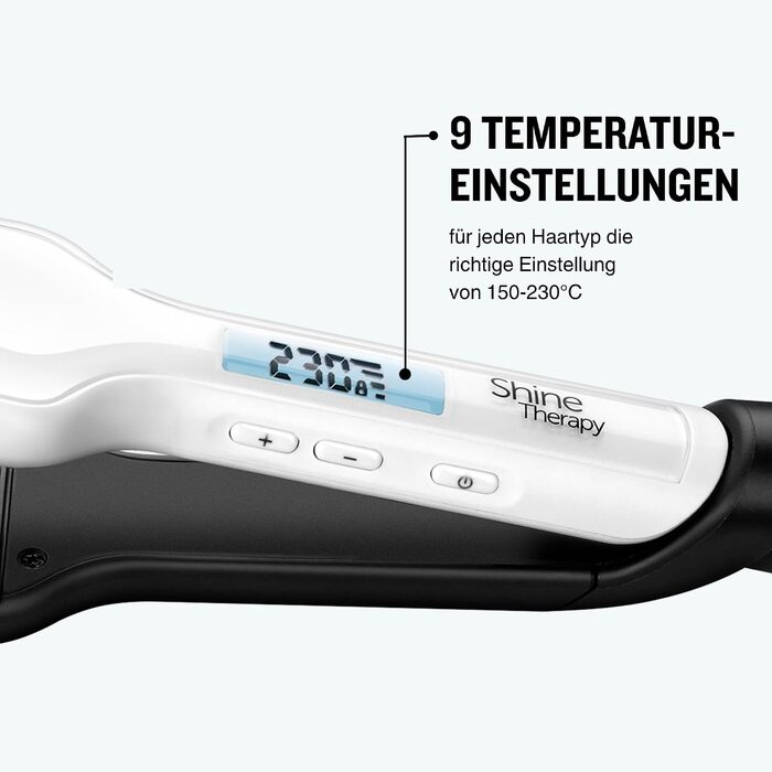 Випрямляч для волосся Remington Shine Therapy Wide S8550, широкі пластини, LCD-дисплей, 150230C