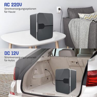 Міні-холодильник 4 літри 2 в 1 з функцією охолодження та обігріву, безшумний портативний холодильник AC12V DC для автомобіля, спал