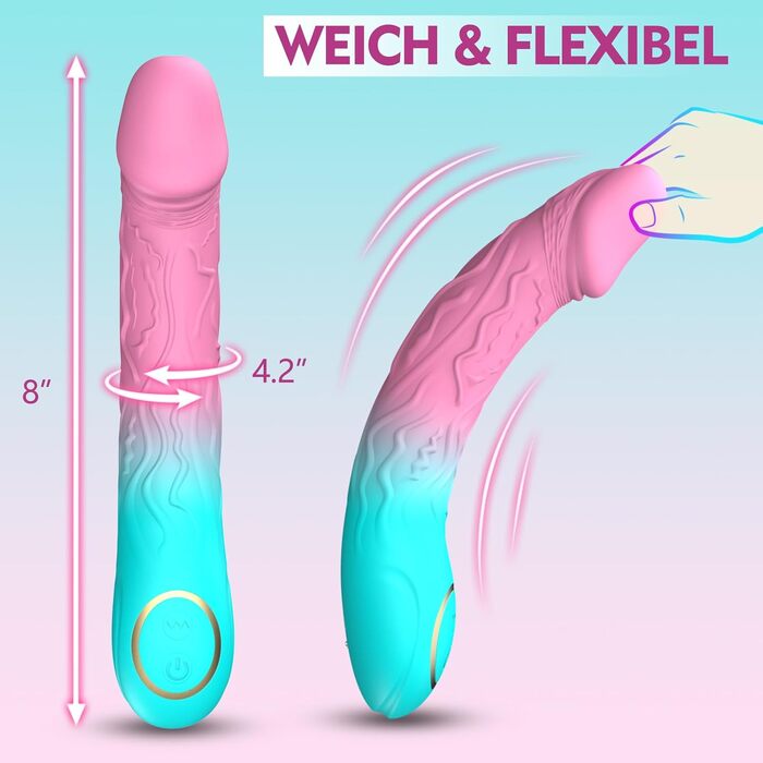 Фалоімітатор Beslow з вібрацією, стимуляція G-точки та анальна стимуляція, 10 режимів вібрації