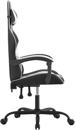 Поворотне ігрове крісло, чорно-біле, штучна шкіра, модель 349524