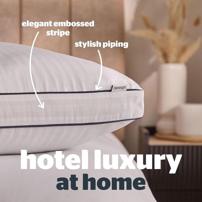 Підтримуюча подушка Silentnight Luxury Hotel Collection Box подушка готельної якості для сну на спині та боці з коробчастою коробчастою конструкцією для додаткової підтримки голови, шиї та плечей
