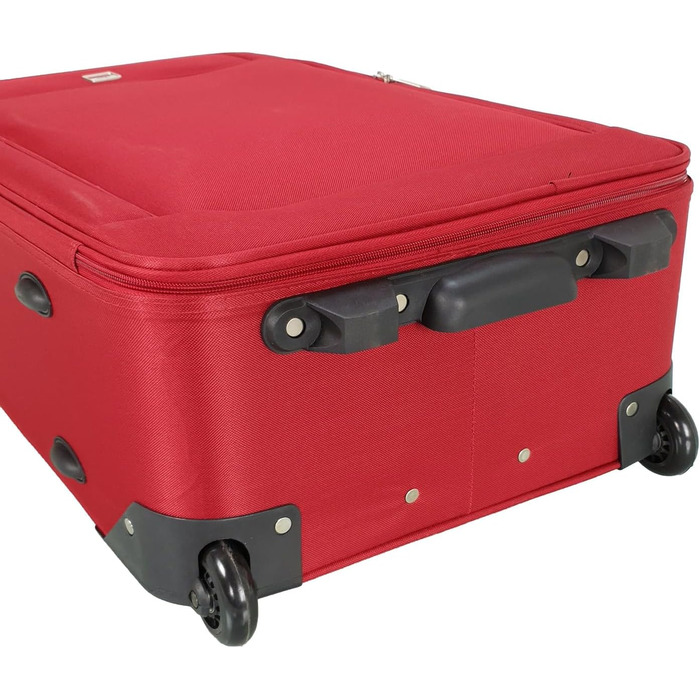 Дорожня валіза-візок SIGN Fabric Suitcase з коліщатками (ручна поклажа, середня, велика, дуже велика) (червона, ручна поклажа (51 см)) Ручна поклажа (51 см) червона