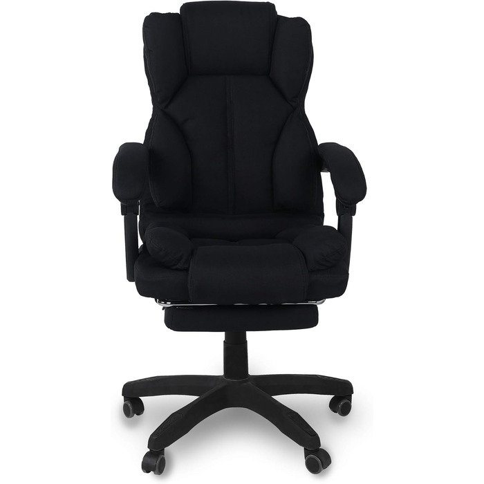 Офісне крісло, ергономічне стільце для столу, крісло керівника з тканини з м&39якими підлокітниками та підголівником, регульоване по висоті крісло, що обертається на 360, крісло, що обертається з тканини, колір чорний