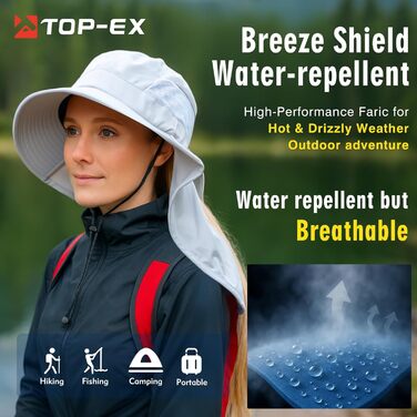 Жіночий сонцезахисний капелюх TOP-EX із захистом шиї, захист від ультрафіолету 50, складний, дихаючий, хвіст, літній капелюх із широкими полями для походів, пляжу, риболовлі, саду, розміри S/ML/XL, XL/XXL, сірий, ML