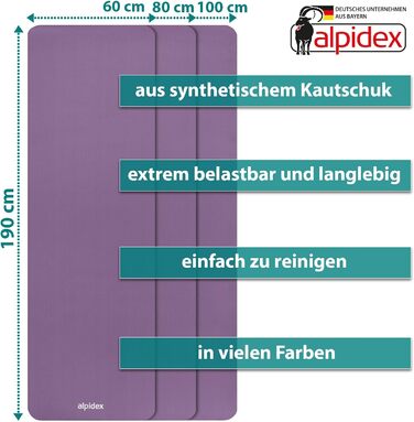 Килимок для йоги ALPIDEX Дуже товстий гімнастичний килимок 1,5 см 3 розміри Нековзний фітнес-килимок без фталатів Перенесення ременя Гімнастика Пілатес Спорт Фізіо HiiT Тренувальний килимок для йоги Килимок для сну (рожевий, 190 х 80 х 1,5 см)