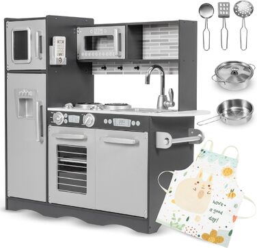 Дитяча іграшкова кухня зі світлодіодним спалахом, дерев'яна дитяча іграшка, рольові кухонні аксесуари, включаючи рольову кухню для