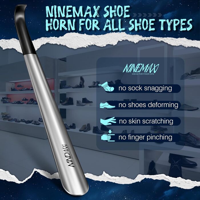 Довгий металевий ріжок для взуття, довгий ріжок для взуття з нержавіючої сталі, 42 см міцний великий ріжок для взуття, упаковка з