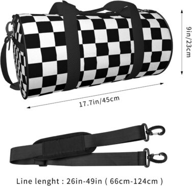 Спортивна сумка в шаховий візерунок, чорно-біла, для фітнесу та спорту, велика дорожня сумка, сумка для вихідних для чоловіків та жінок