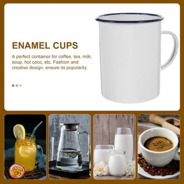 Емальований мірний стаканчик Garneck Vintage Water Cup Camping Cup із сільським дизайном для кави, чаю та гарячих напоїв, безпечний для миття в посудомийній машині та довговічний