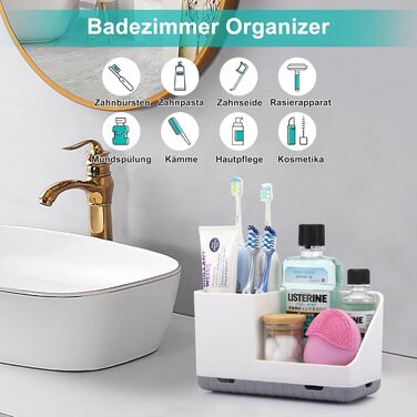 Тримач для зубної щітки для органайзера у ванній кімнаті, тримач для електричної зубної щітки зі зливним отвором, знімний органайзер для зубної щітки для ванної кімнати, кухні та сімї (сірий)