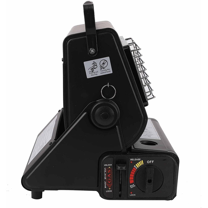 Портативний газовий обігрівач та газова плита 2-в-1 поворотний на 90 міні-обігрівач для кемпінгу керамічний пальник газовий обігрівач функція приготування їжі, обігрівач для намету (4 газові картриджі)