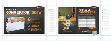 Конвектор X4-LIFE 2000 Вт з 24-годинним таймером, електричний обігрівач, економить витрати на електроенергію, захист від перегріву з індикатором, 3 режими нагріву від 750 Вт, обігріває площу до 25 м, портативний обігрівач з ручками для перенесення