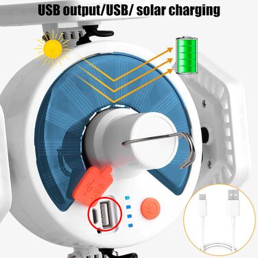 Ліхтар для кемпінгу на сонячній енергії, що перезаряджається від USB, освітлення 360, 5 режимів, ліхтар з пультом дистанційного керування, портативний зарядний пристрій, живлення від батареї, підвісний, складаний, водонепроникний, ліхтар для намету