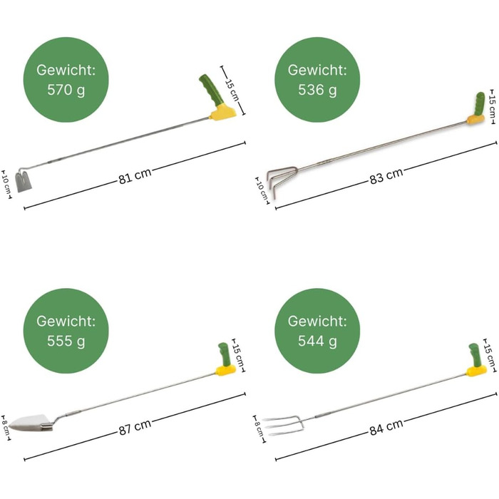 Ергономічний садовий інструмент Easi-Grip для людей з обмеженими можливостями, які хочуть працювати в саду - різного дизайну та довжини - садівництво, грядка (довга, комплект)