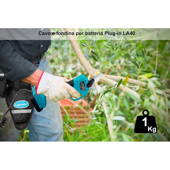 Професійні електричні садові ножиці Laecabv 40 мм, акумуляторні ножиці 21 В для саду, електричні ножиці для гілок, акумуляторні садові ножиці з безщітковим двигуном