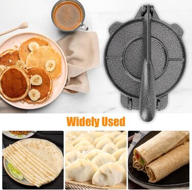 Чавунний прес GAESHOW Taco, прес для тортильї, прес для кукурудзяного борошна, виробник тортильї, чавунний прес для тортильї, прес для тіста для домашніх коржів, інструмент для млинців, 16,5 см